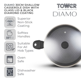 Tower Diamo Shallow Casserole w Lid 30cm (T900132)