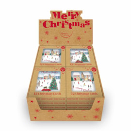 12pk Xmas Village White Kraft Cards (X-34214-BC)