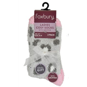 Ladies Brushed Assorted Slipper Socks With Grippers by Foxbury 12