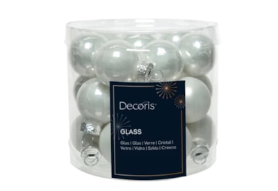 Glass Mini Baublesx24 Enamel-matt Winter White 2.5cm (010244)