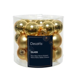 Glass Mini Baublesx24 Shiny-matt Light Gold 2.5cm (010247)