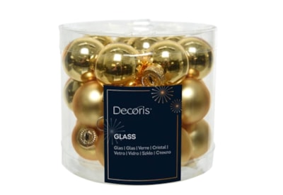 Glass Mini Baublesx24 Shiny-matt Light Gold 2.5cm (010247)