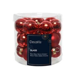 Glass Mini Baublesx24 Enamel-matt Christmas Red 2.5cm (010256)