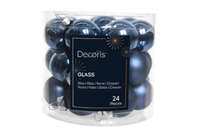 Glass Mini Baublesx24 Shiny Matt Night Blue 2.5cm (010267)