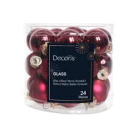 Glass Mini Baublesx24 Shiny Matt Oxblood 2.5cm (010292)