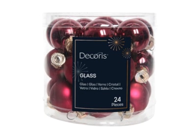 Glass Mini Baublesx24 Shiny Matt Oxblood 2.5cm (010292)