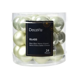 Glass Mini Baublesx24 Shiny Matt White Mint 2.5cm (010631)