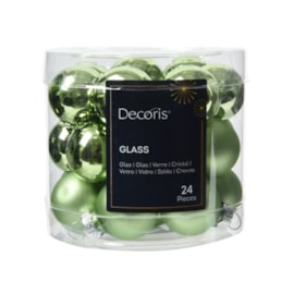 Glass Mini Baublesx24 Shiny Matt Green Tea 2.5cm (010640)