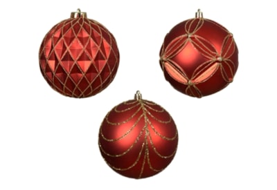 Shatterproof Bauble Red / Gold Assorted 12cm (029841)