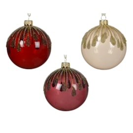 Glass Bauble Shiny Vertical Drops Assorted 8cm (053203)