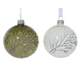 Glass Bauble Enamel Branch Assorted 8cm (053295)