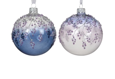 Glass Bauble Shiny Magic Branch Assorted 8cm (053331)