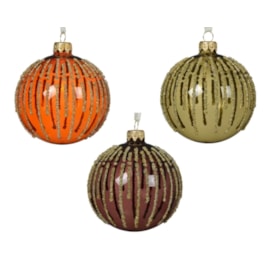 Glass Bauble Vertical Ice Assorted 8cm (053344)