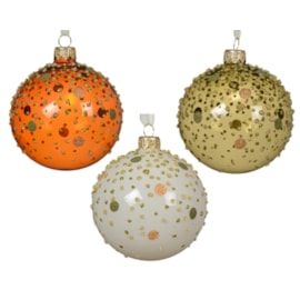 Glass Bauble Dots All Over Assorted 8cm (053370)