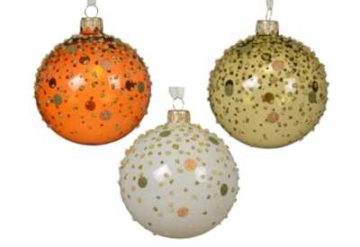 Glass Bauble Dots All Over Assorted 8cm (053370)