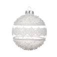 Glass Bauble Snowflakes & Beads Silver 8cm (060930)