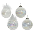 Glass Bauble Swirl-crackle Feather Stars Assorted 8cm (069306)