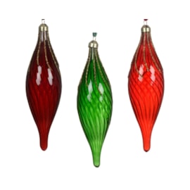 Olive Bauble With Glitter Lines Assorted 20cm (070360)