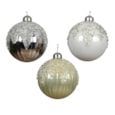 Ornament Glass Silver Insided w Beads & Spangles 8cm (070412)