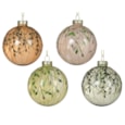 Glass Bauble With Branches Assorted 8cm (070631)