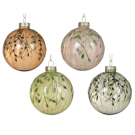 Glass Bauble With Branches Assorted 8cm (070631)