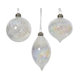 Glass Bauble Iris Finish With Swirls Assorted 8cm (070690)