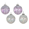 Glass Baubles 3pk With Sequins Assorted 8cm (070849)