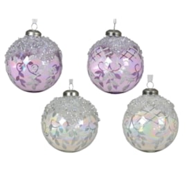 Glass Baubles 3pk With Sequins Assorted 8cm (070849)