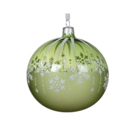 Glass Bauble Snowflakes Falling Green 10cm (080538)