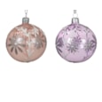 Glass Bauble Flower Borded With Leaf Top Assorted 8cm (080583)