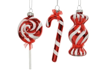 Glass Ornament Christmas Red Assorted 13cm (120465)