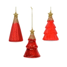 Tree Glass With Star On Top Christmas Red 12.6cm (121721)