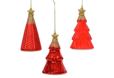 Tree Glass With Star On Top Christmas Red 12.6cm (121721)