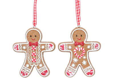 Gisela Graham Resin Gingerbread Man Dec w Gingham Loop Large (12942)