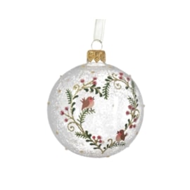 Glass Bauble Branch Heart With Bird 8cm (138052)