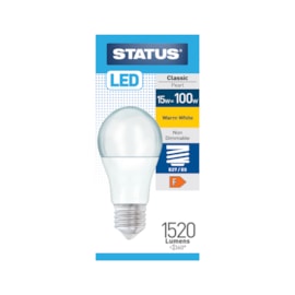 Status 15w Led Gls E27 Warm White Bulb (15SLGWE27P1B10)