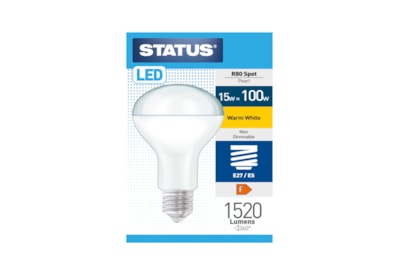 Status 15w Led E27 R80 Warm White Bulb (15SLR80WE27P1B10)