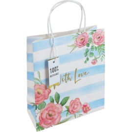 Floral Stripe Med Gift Bag (31430-3C)