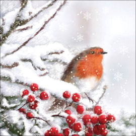 Ambiente Napkin Robin In Snow 33cm (33315105)