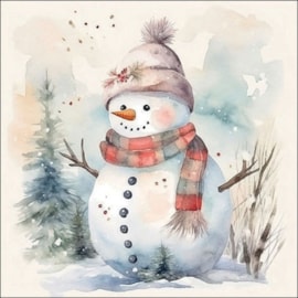 Ambiente Napkin Snowman In Nature 33cm (33318890)