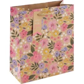 Kraft Floral Gift Bag Medium (33541-3C)