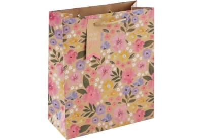 Kraft Floral Gift Bag Medium (33541-3C)