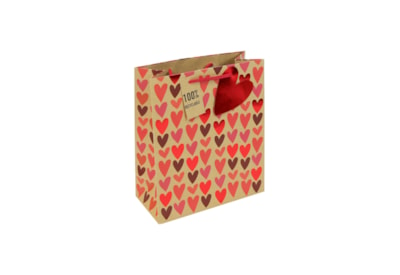 Kraft Hearts Gift Bag Medium (34846-3C)