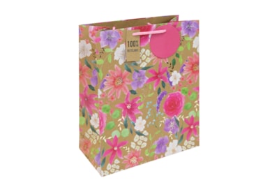 Kraft Floral Gift Bag Large (34933-2C)