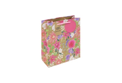 Kraft Floral Gift Bag Medium (34933-3C)