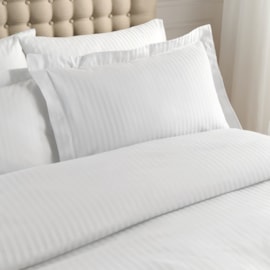 Catherine Lansfield Satin Stripe Oxford Pillowcase Pair White (BD/36570/W/OPC2/W