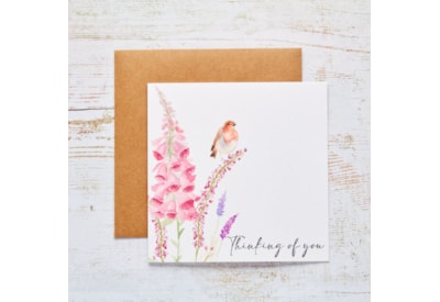 Foxglove Robin Thinking Of You Card (4BD173)