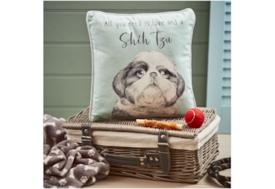 Richard Lang Shih Tzu Velour Cushion 30x30 (4DG353)