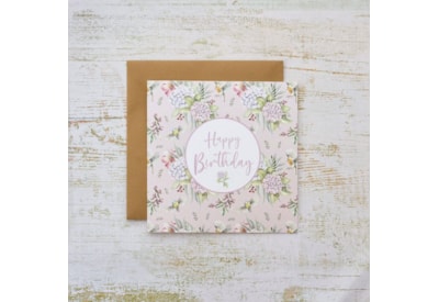 Floral Feathered Birds Birthday Card (4FE100)