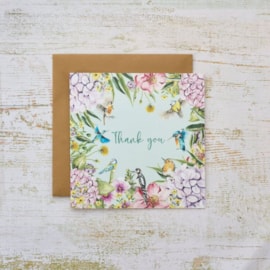 Floral Feather Birds Thank You Card (4FE101)